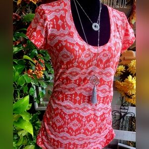 Lilac Red and White Top